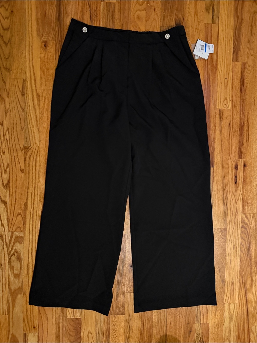 Women’s Black Wide-Leg Dress Pants with Pearl Detail Laundry Shelli Segal XL- NW